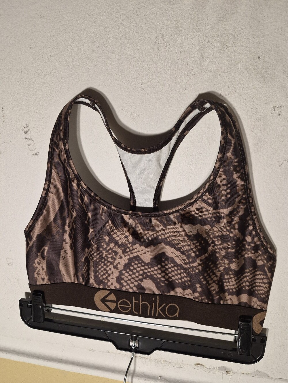 Ethika The S-Bra Brown Snake-Print Cutout Tank SZ L